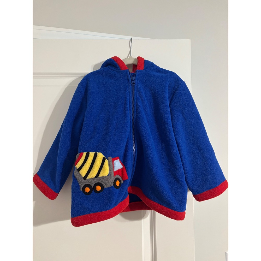 American Widgeon Fleece Hoodie Kids 4T Blue Excellent Cement Truck Full Zip